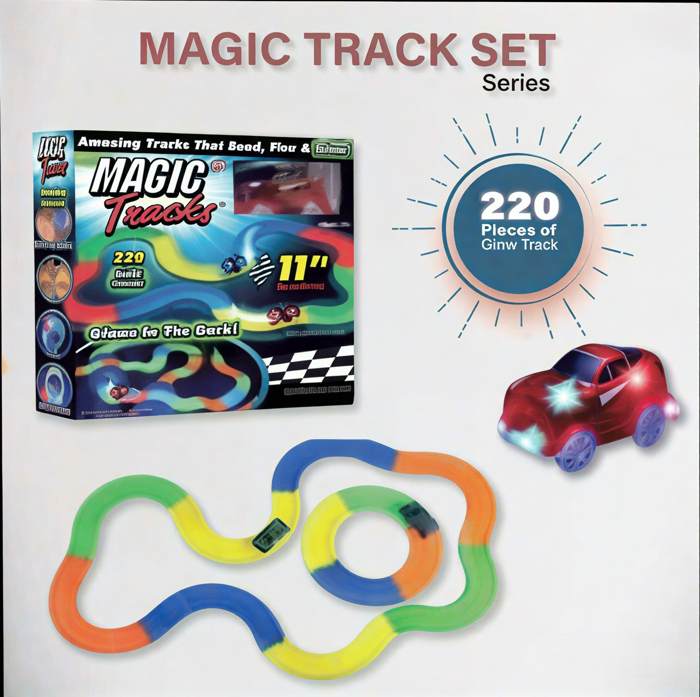Magic Track Set Series – 220 Pieces Glow Racing Track Toy