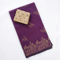 Purple Cotton Saree with Bird & Floral Block Print